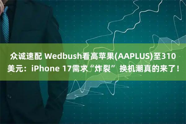 众诚速配 Wedbush看高苹果(AAPLUS)至310美元：iPhone 17需求“炸裂” 换机潮真的来了！